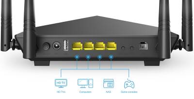 TENDA V1200 300MBPS-867MBPS VDSL2 KABLOSUZ-AC 4 PORT ADSL2+ MODEM - 1